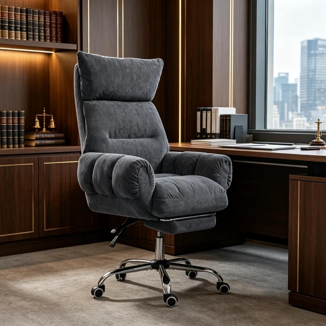 Main image of Swivel Rolling Chair, High Back Reclining Chair with Retractable Footrest Executive Work Swivel Computer Only Dark