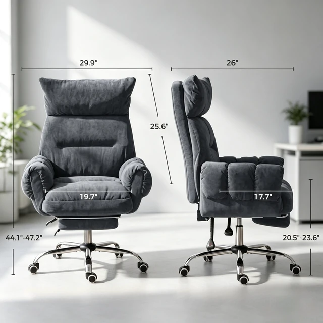 Alt view image 3 of 7 - Swivel Rolling Chair, High Back Reclining Chair with Retractable Footrest Executive Work Swivel Computer Only Dark