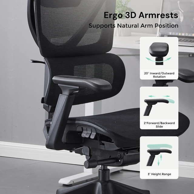 Alt view image 6 of 7 - Ergonomic Mesh Chair with Button Precision Control, Adjustable Recline and Armrest Class Gas Lift 300 LBS Weight