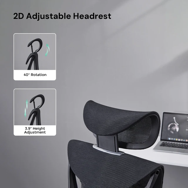 Alt view image 7 of 7 - Ergonomic Mesh Chair with Button Precision Control, Adjustable Recline and Armrest Class Gas Lift 300 LBS Weight