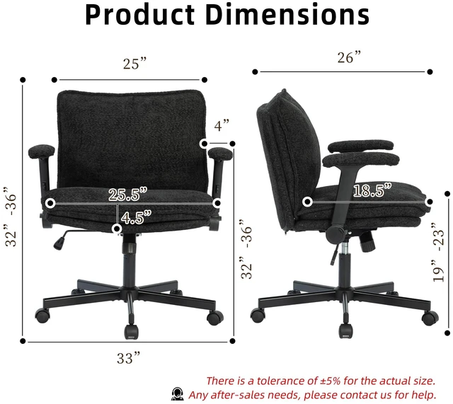 Alt view image 2 of 7 - Chenille Fabric Adjustable Height Swivel Chair, Upholstered Desk Chair with Armrest High Density Foam Ergonomic Task