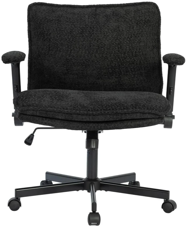 Alt view image 3 of 7 - Chenille Fabric Adjustable Height Swivel Chair, Upholstered Desk Chair with Armrest High Density Foam Ergonomic Task