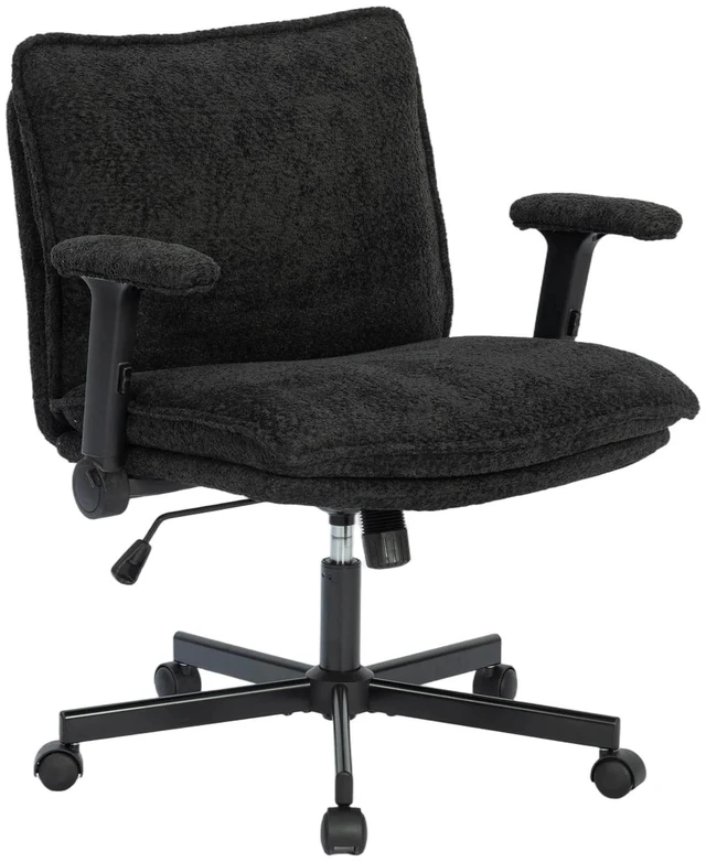 Main image of Chenille Fabric Adjustable Height Swivel Chair, Upholstered Desk Chair with Armrest High Density Foam Ergonomic Task