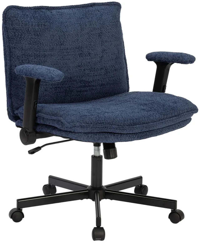 Main image of Chenille Fabric Adjustable Height Swivel Chair, Upholstered Desk Chair with Armrest High Density Foam Ergonomic Task