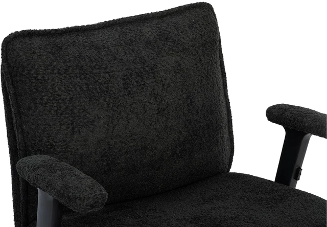 Alt view image 6 of 7 - Chenille Fabric Adjustable Height Swivel Chair, Upholstered Desk Chair with Armrest High Density Foam Ergonomic Task