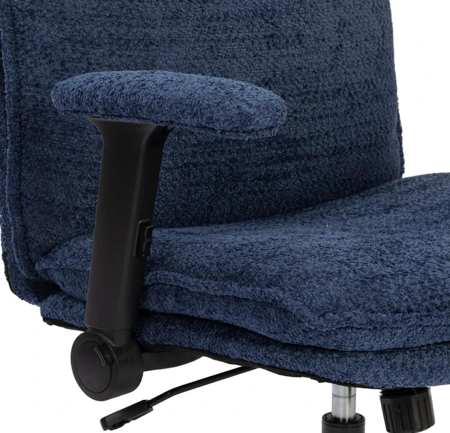 Alt view image 5 of 7 - Chenille Fabric Adjustable Height Swivel Chair, Upholstered Desk Chair with Armrest High Density Foam Ergonomic Task