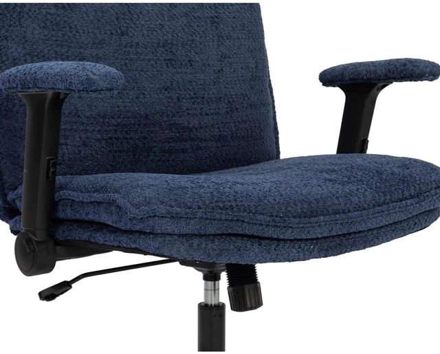 Alt view image 4 of 7 - Chenille Fabric Adjustable Height Swivel Chair, Upholstered Desk Chair with Armrest High Density Foam Ergonomic Task