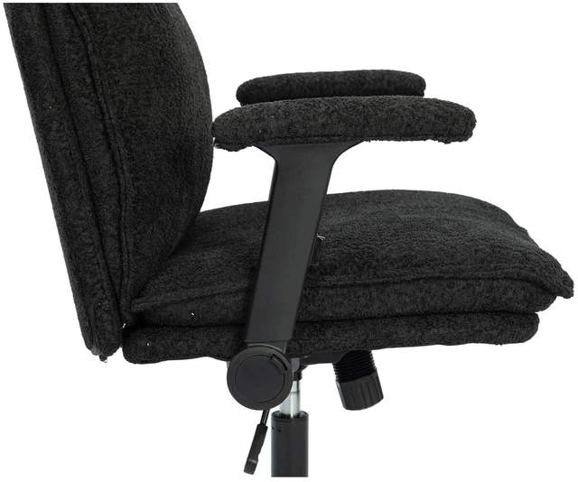 Alt view image 7 of 7 - Chenille Fabric Adjustable Height Swivel Chair, Upholstered Desk Chair with Armrest High Density Foam Ergonomic Task