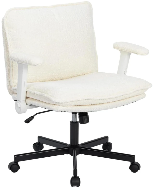 Main image of Chenille Fabric Adjustable Height Swivel Chair, Upholstered Desk Chair with Armrest High Density Foam Ergonomic Task
