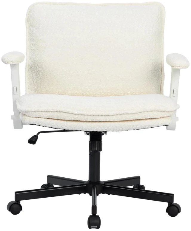 Alt view image 3 of 7 - Chenille Fabric Adjustable Height Swivel Chair, Upholstered Desk Chair with Armrest High Density Foam Ergonomic Task