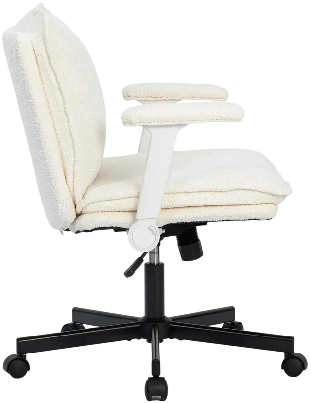 Alt view image 4 of 7 - Chenille Fabric Adjustable Height Swivel Chair, Upholstered Desk Chair with Armrest High Density Foam Ergonomic Task