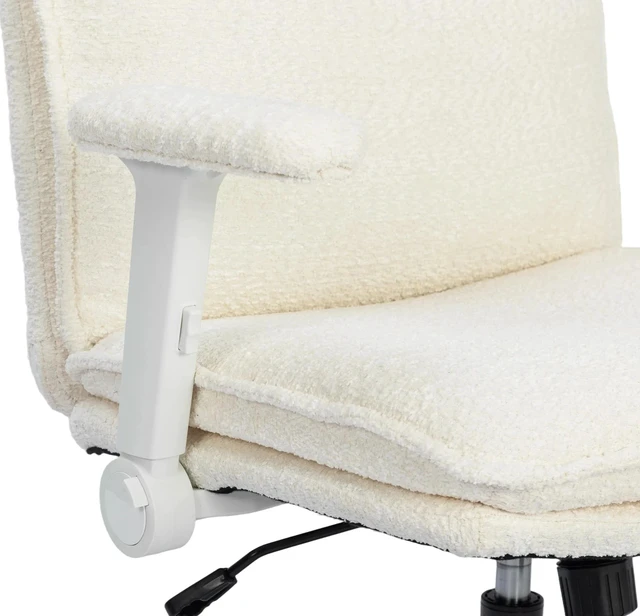 Alt view image 7 of 7 - Chenille Fabric Adjustable Height Swivel Chair, Upholstered Desk Chair with Armrest High Density Foam Ergonomic Task
