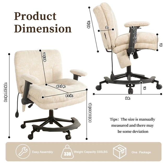 Alt view image 3 of 7 - Chenille Criss Cross Chair with Air Lumbar Support, Flip Adjustable Arms Built in Footrest and Rocking Function 25 Inch