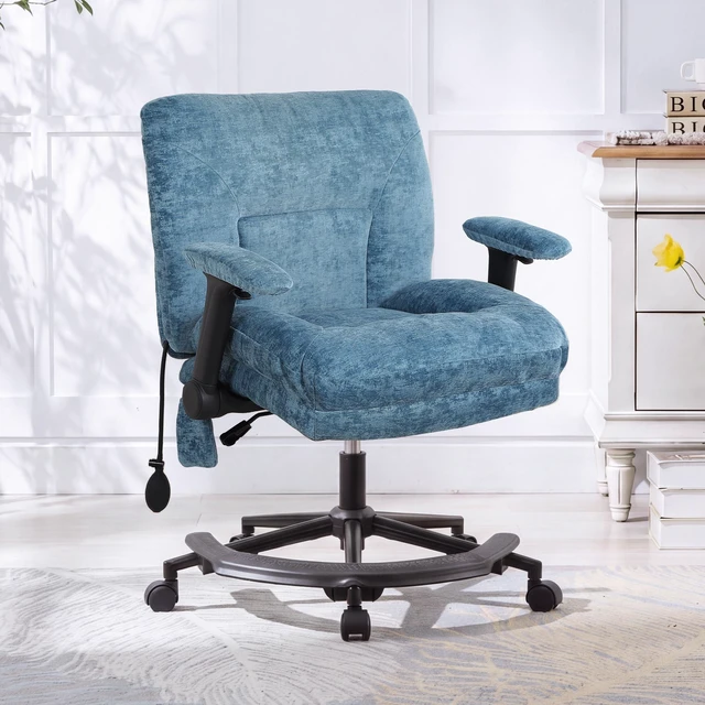 Main image of Chenille Criss Cross Chair with Air Lumbar Support, Flip Adjustable Arms Built in Footrest and Rocking Function 25 Inch