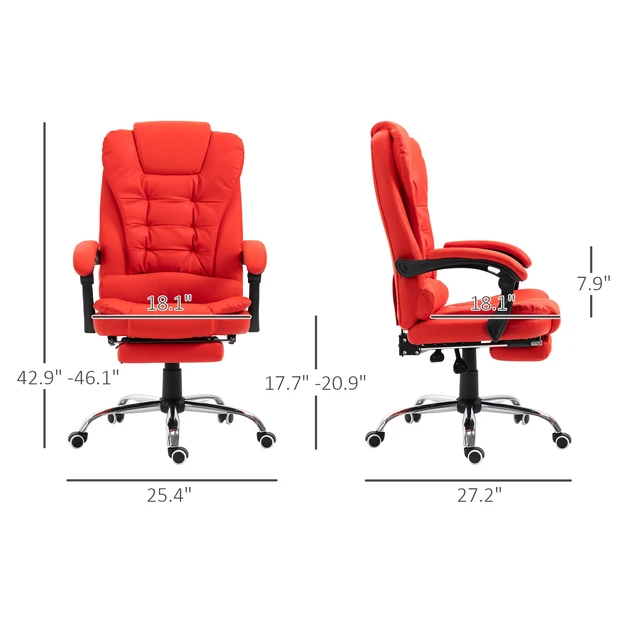 Alt view image 7 of 7 - High Back Ergonomic Executive Chair, Leather Computer Chair with Retractable Footrest Lumbar Support Padded Headrest