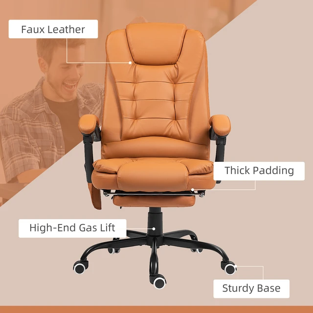 Alt view image 2 of 7 - Vinsetto Point Vibrating Massage Chair, High Back Computer Chair with Lumbar Support Footrest Reclining Back Adjustable
