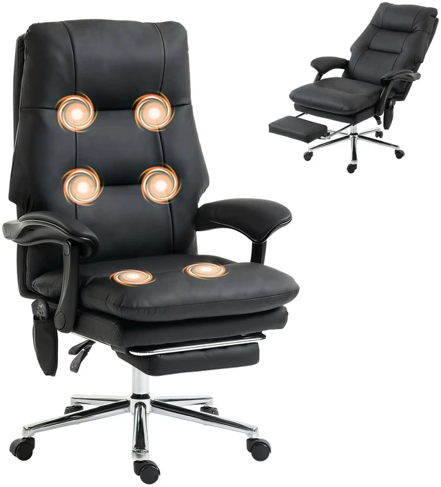 Main image of Massage Chair with Point Vibration, Pet Faux Leather Ergonomic Executive Desk Chair with Double Layer Spring Cushions