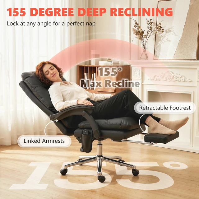 Alt view image 5 of 7 - Massage Chair with Point Vibration, Pet Faux Leather Ergonomic Executive Desk Chair with Double Layer Spring Cushions