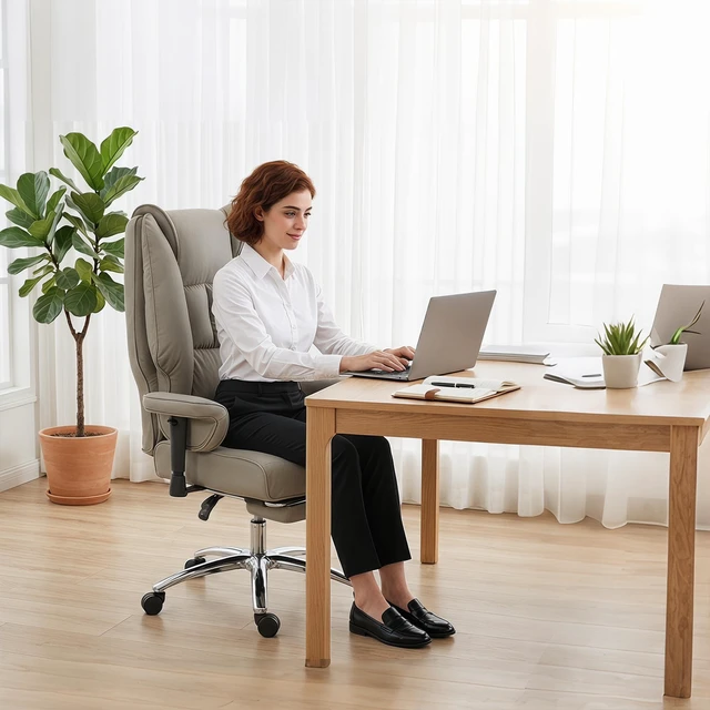 Alt view image 2 of 7 - Ergonomic Executive Chair with Foot Rest, Reclining Swivel Computer Desk Chair with Adjustable Armrests Spring Seat