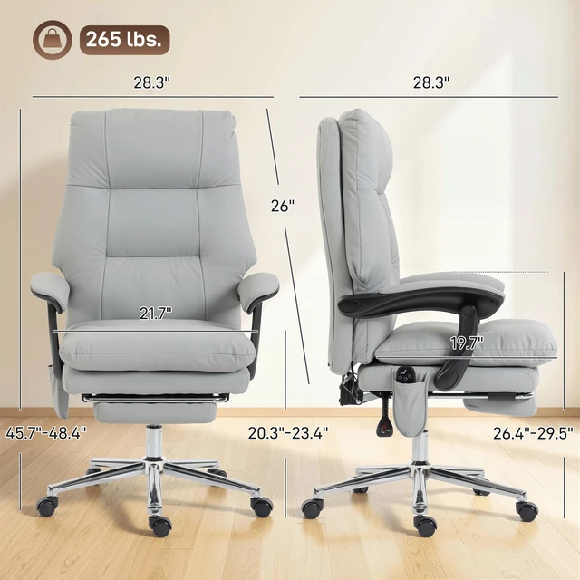 Alt view image 7 of 7 - Massage Chair with Point Vibration, Pet Faux Leather Ergonomic Executive Desk Chair with Double Layer Spring Cushions