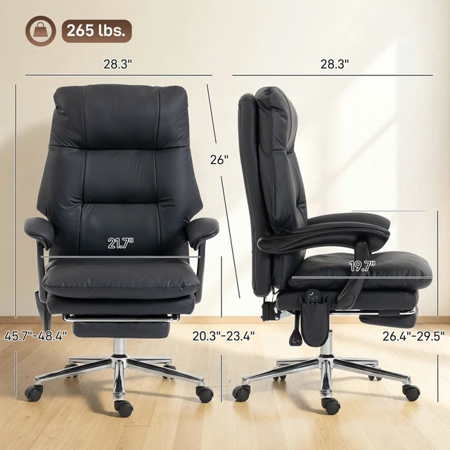 Alt view image 7 of 7 - Massage Chair with Point Vibration, Pet Faux Leather Ergonomic Executive Desk Chair with Double Layer Spring Cushions