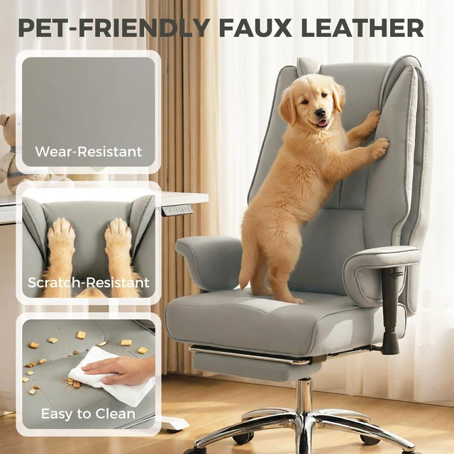 Alt view image 3 of 7 - Ergonomic Executive Chair with Foot Rest, Reclining Swivel Computer Desk Chair with Adjustable Armrests Spring Seat