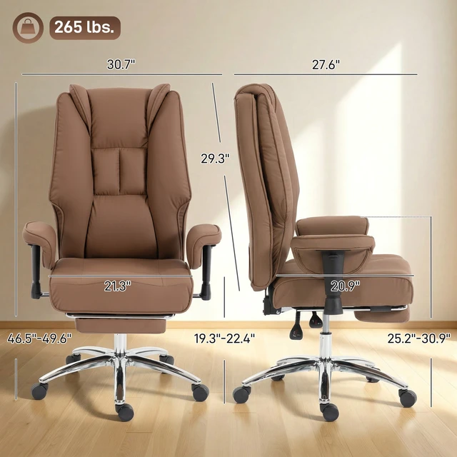 Alt view image 7 of 7 - Ergonomic Executive Chair with Foot Rest, Reclining Swivel Computer Desk Chair with Adjustable Armrests Spring Seat