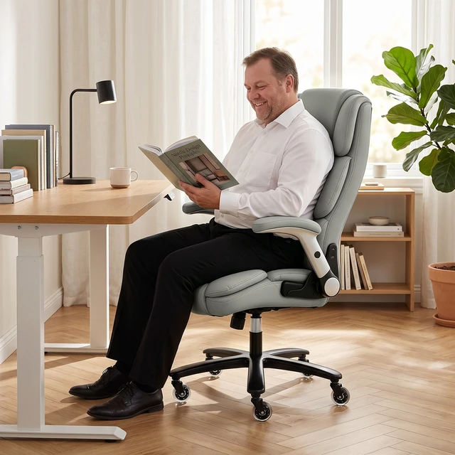 Alt view image 2 of 7 - Ergonomic Chair with Inflatable Adjustable Lumbar Support, 400 LBS Heavy Duty High Back Desk Chair with Pet Fabric Wide