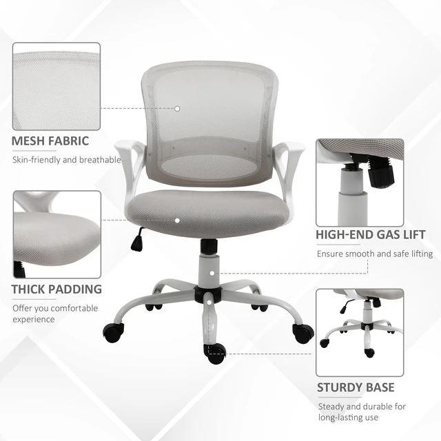 Alt view image 2 of 7 - Ergonomic Mesh Chair, Swivel Mid Back Computer Desk Chair with Lumbar Back Support Adjustable Height Rocking Function