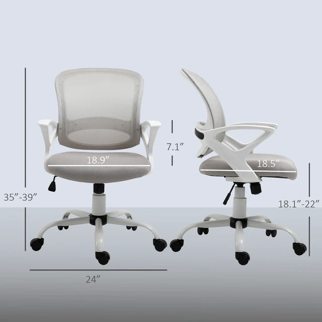 Alt view image 7 of 7 - Ergonomic Mesh Chair, Swivel Mid Back Computer Desk Chair with Lumbar Back Support Adjustable Height Rocking Function