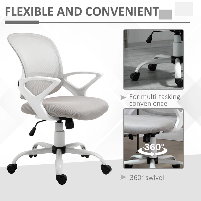 Alt view image 3 of 7 - Ergonomic Mesh Chair, Swivel Mid Back Computer Desk Chair with Lumbar Back Support Adjustable Height Rocking Function