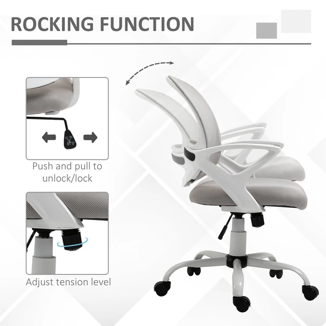 Alt view image 5 of 7 - Ergonomic Mesh Chair, Swivel Mid Back Computer Desk Chair with Lumbar Back Support Adjustable Height Rocking Function