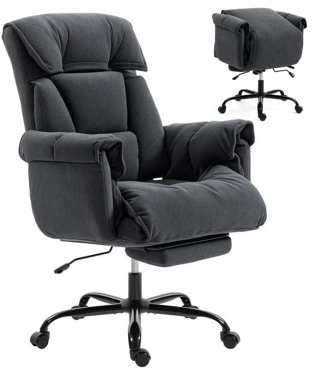 Main image of Executive Chair with Foot Rest, Reclining Swivel Computer Desk Chair with High Folding Back Cushion Padded Armrest