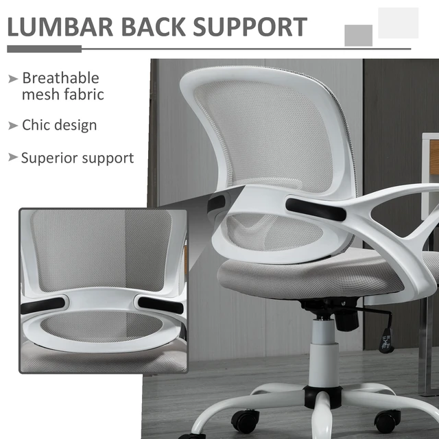 Alt view image 4 of 7 - Ergonomic Mesh Chair, Swivel Mid Back Computer Desk Chair with Lumbar Back Support Adjustable Height Rocking Function