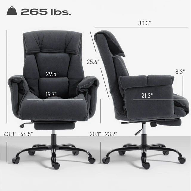 Alt view image 7 of 7 - Executive Chair with Foot Rest, Reclining Swivel Computer Desk Chair with High Folding Back Cushion Padded Armrest