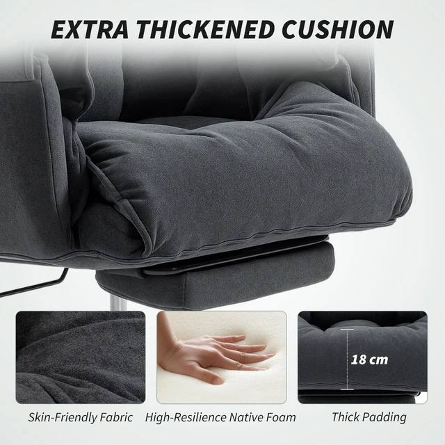 Alt view image 5 of 7 - Executive Chair with Foot Rest, Reclining Swivel Computer Desk Chair with High Folding Back Cushion Padded Armrest