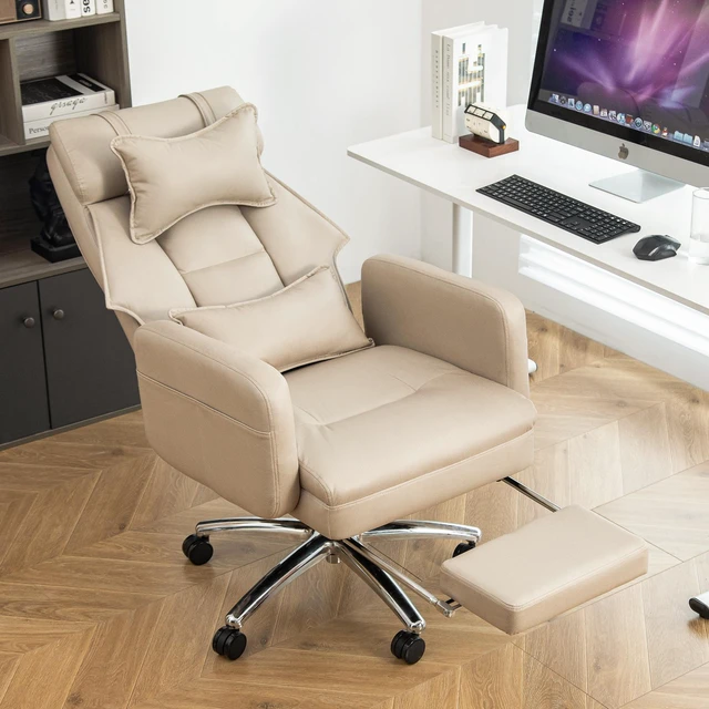 Main image of Swivel Ergonomic Chair, Technology Leather High Back Chair with Lumbar Support Headrest Sedentary Boss 155° Reclining