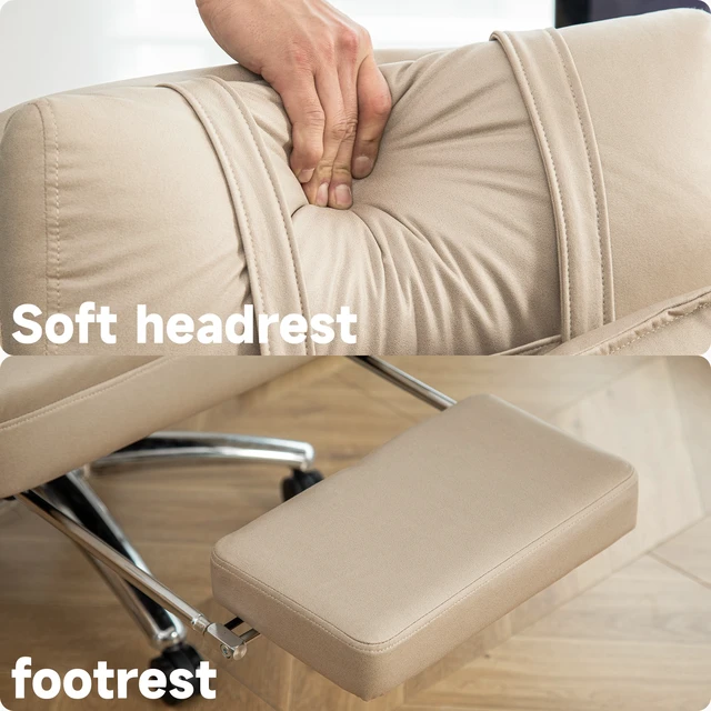 Alt view image 3 of 7 - Swivel Ergonomic Chair, Technology Leather High Back Chair with Lumbar Support Headrest Sedentary Boss 155° Reclining