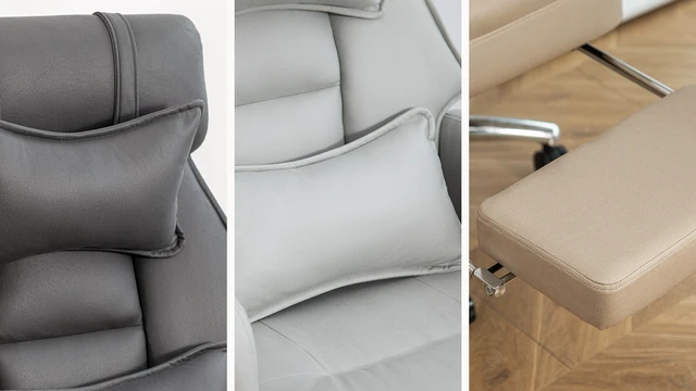 Alt view image 5 of 7 - Swivel Ergonomic Chair, Technology Leather High Back Chair with Lumbar Support Headrest Sedentary Boss 155° Reclining