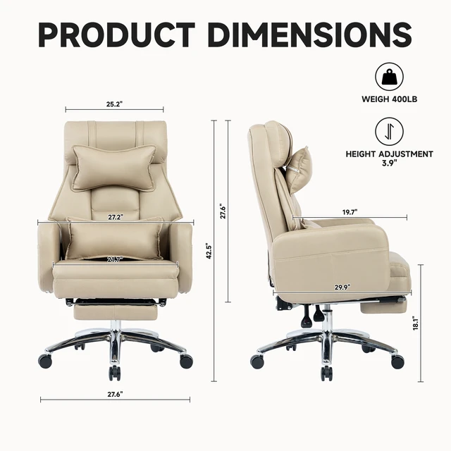 Alt view image 6 of 7 - Swivel Ergonomic Chair, Technology Leather High Back Chair with Lumbar Support Headrest Sedentary Boss 155° Reclining