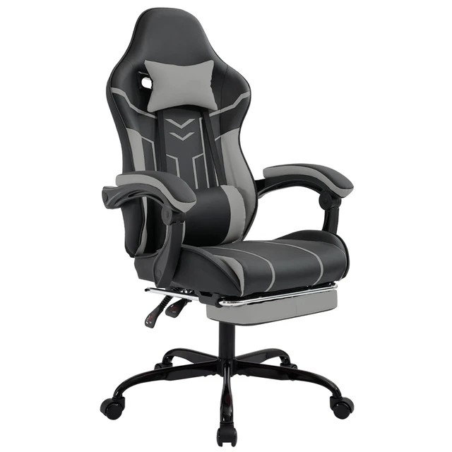 Alt view image 2 of 7 - Gaming Chair, Computer Chair Ergonomic with Footrest Ergonomic Computer with Lumbar Backrest Blackgray, Black Gray
