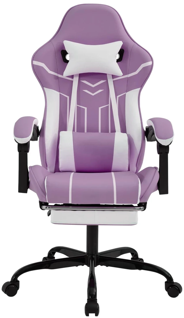 Main image of Gaming Chair, Computer Chair Ergonomic with Footrest Ergonomic Computer with Lumbar Backrest Purplewhite, White Purple