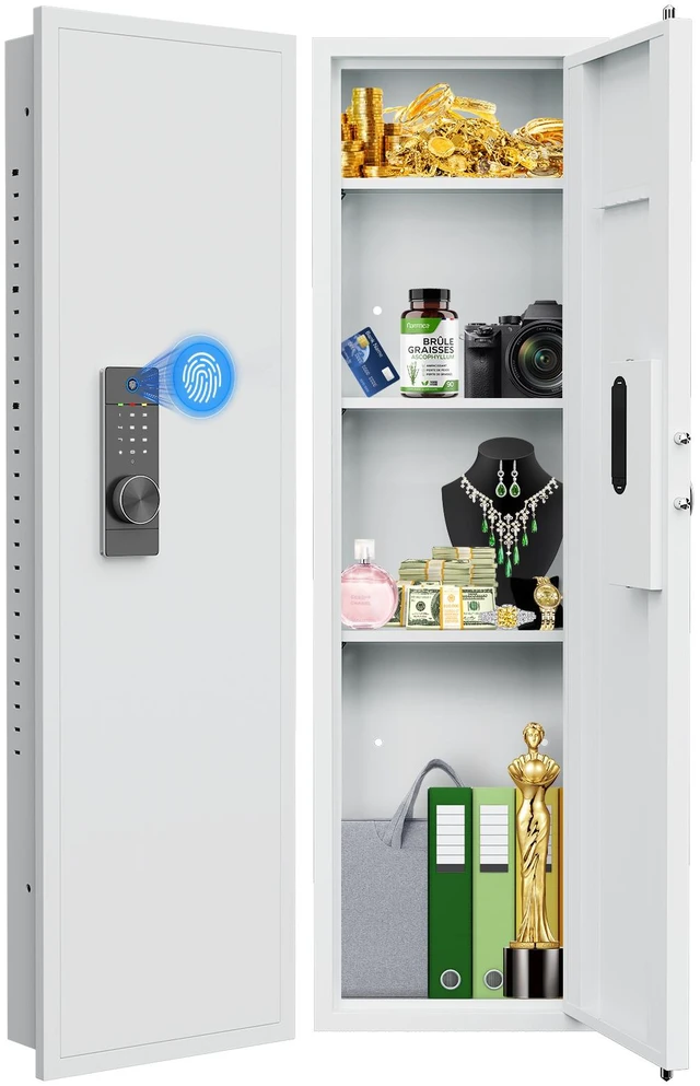 Alt view image 2 of 7 - 53.15 Inch Wall Safe Between the Studs, Hidden Safe with Dual Alarm System and Silent Mode Wall Gun with Adjustable