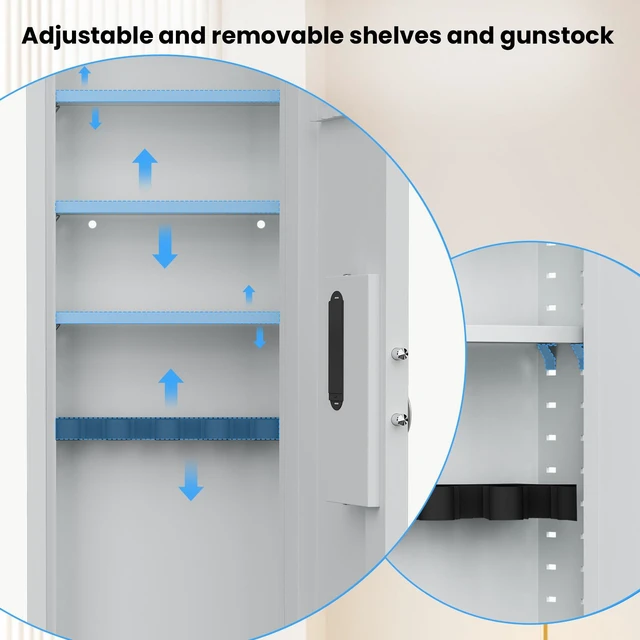 Alt view image 6 of 7 - 53.15 Inch Wall Safe Between the Studs, Hidden Safe with Dual Alarm System and Silent Mode Wall Gun with Adjustable