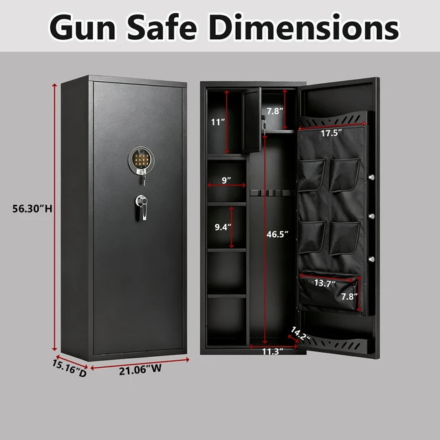 Alt view image 2 of 7 - Rifle Safe, Long Guns and Handguns Storage Fingerprint Password Unlock Alarm and Silent Mode Assembly Required, Black