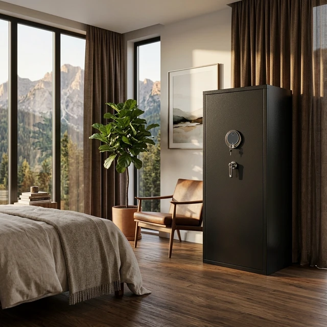 Alt view image 6 of 7 - Rifle Safe, Long Guns and Handguns Storage Fingerprint Password Unlock Alarm and Silent Mode Assembly Required, Black