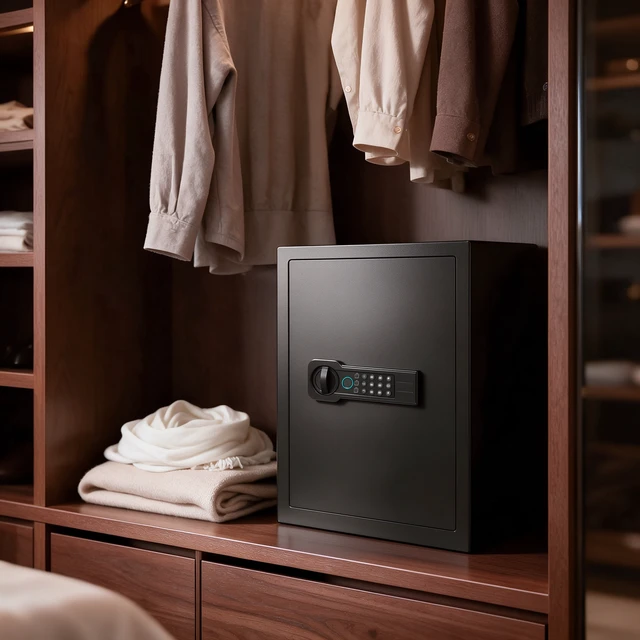 Alt view image 3 of 7 - Safe, Featuring Fingerprint and Digital Password Design Built in Alarm System and Silent Mode, Black, Metal