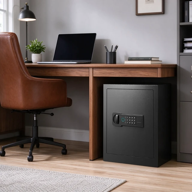 Alt view image 6 of 7 - Safe, Featuring Fingerprint and Digital Password Design Built in Alarm System and Silent Mode, Black, Metal