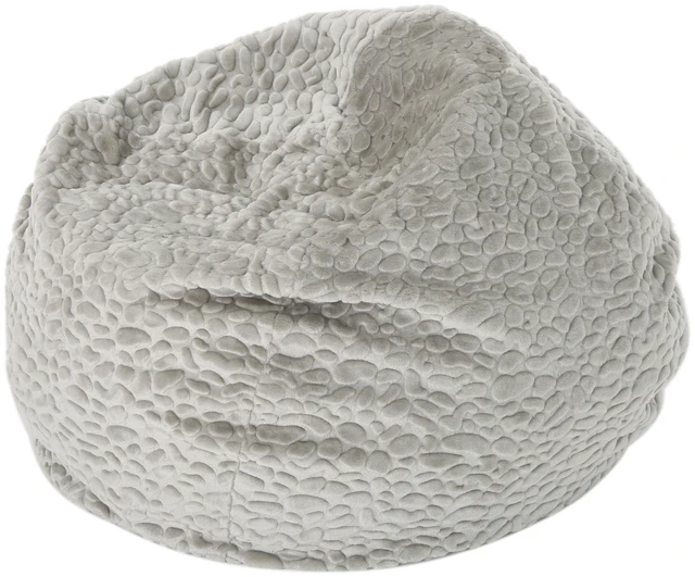 Alt view image 4 of 5 - Yasmin 3 Foot Rounded Faux Fur Bean Bag, Pebble Pattern, Grey White, Bean Bag Chairs Lazy Sofa Chair