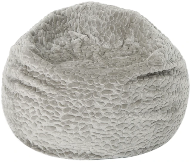 Alt view image 3 of 5 - Yasmin 3 Foot Rounded Faux Fur Bean Bag, Pebble Pattern, Grey White, Bean Bag Chairs Lazy Sofa Chair